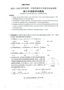 2023年1月芜湖市高2023届高三高考一模数学试卷及答案