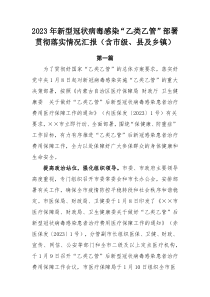 2023年新型冠状病毒感染乙类乙管部署贯彻落实情况汇报3篇含市级县及乡镇