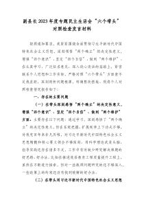 副县长2023年度专题民主生活会六个带头对照检查发言材料