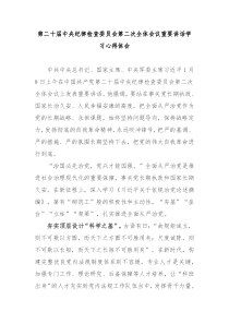 第二十届中央纪律检查委员会第二次全体会议重要讲话学习心得体会2篇