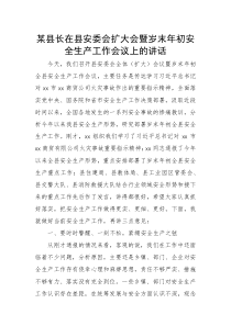 某县长在县安委会扩大会暨岁末年初安全生产工作会议上的讲话