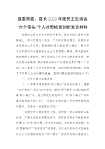 县委常委县长2023年度民主生活会六个带头个人对照检查剖析发言材料