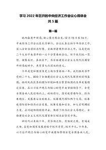 学习2022年召开的中央经济工作会议心得体会共5篇