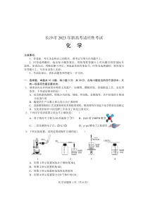 2023年长沙市新高考适应性考试化学试卷及答案
