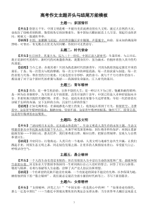 高中语文高考作文超热主题开头与结尾万能模板整理（共十大主题）