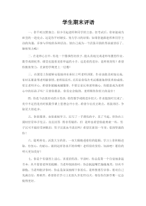 小学班主任班会学生期末评语（素材）