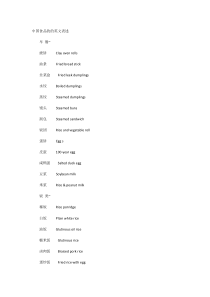 中国食品的的英文词汇