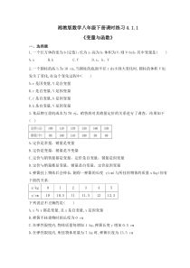 湘教版数学八年级下册课时练习4.1.1《变量与函数》(含答案)