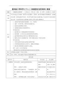 2020教科版三年级科学下册第二单元《动物的一生》表格式教案