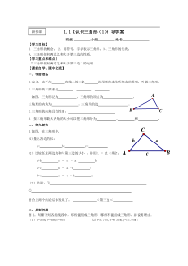 《1.1 认识三角形》导学案2-八年级上册数学浙教版