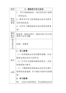 健康教育【武汉版】四年级第二十课《游泳的安全与卫生1》教案