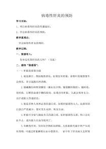 健康教育【武汉版】五年级第二十三课《病毒性肝炎的预防1》教案