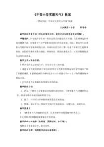 健康教育【武汉版】六年级第二十八课《不要小看雾霾天气1》教案