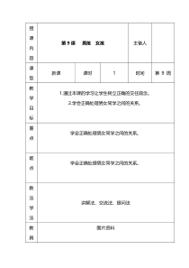 心理健康【长春版】六年级下册第9《男孩  女孩》教案（表格式）