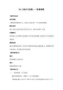 《20.3 综合与实践 体重指数》教学设计5-八年级下册数学沪科版