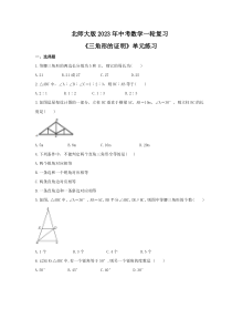 北师大版2023年中考数学一轮复习《三角形的证明》单元练习（含答案） 