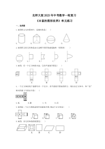 北师大版2023年中考数学一轮复习《丰富的图形世界》单元练习（含答案）