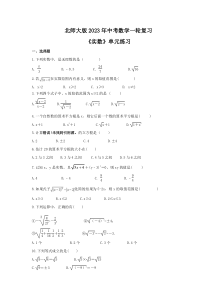 北师大版2023年中考数学一轮复习《实数》单元练习（含答案） 