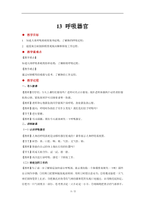 科学【新人教鄂教版】三上13《呼吸器官》教案1