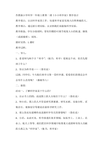 科学【苏教版】小学一年级上册第一课《小小科学家》教学设计2