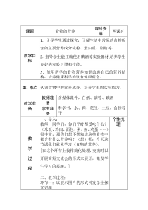 科学【湘科版】六上《食物中的营养》教学设计