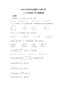 2023年华东师大版数学七年级下册《一次方程组》单元质量检测(含答案)