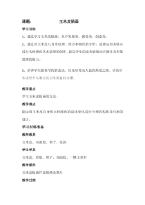 美术【辽海版】五上第11课《玉米皮贴画》教案1