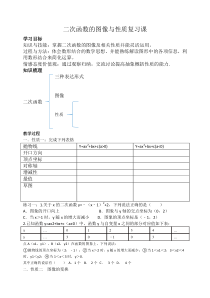 《二次函数y=a (x-h)2 k的图象与性质》教学设计-九年级下册数学青岛版
