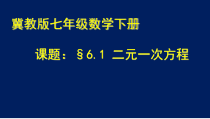 《6.1 二元一次方程组》PPT课件2-七年级下册数学冀教版
