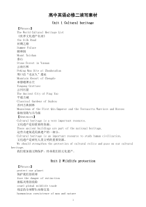 高中英语新人教版必修二读写素材汇总（分单元编排）（2023春）