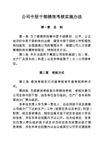 公司中层干部绩效考核实施办法