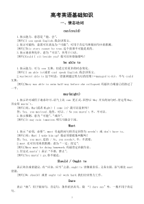 高中英语高考基础知识复习（情态动词+基本句型）