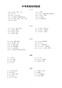 初中英语中考专题复习——动词短语汇总（共10组）