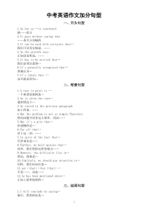 初中英语中考作文加分句型整理汇总（共八种）