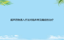 教培用超声药物透入疗法对临床常见痛症的治疗课件