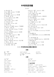 初中英语中考词缀汇总（前后缀+近义词反义词形似记忆法）