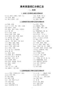 高中英语高考词汇分类汇总表（动词+形容词）
