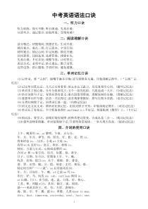 初中英语中考复习语法口诀整理汇总（共16类）