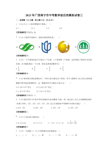 2023年广西南宁市中考数学适应性模拟试卷三(2份打包，教师版+原卷版)