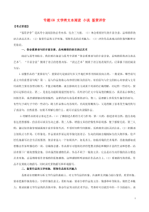 (通用版)高考语文二轮复习考点穿透专题09文学类文本阅读小说鉴赏评价（含解析）