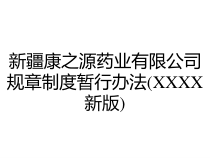 新疆康之源药业有限公司规章制度暂行办法XXXX新版课件