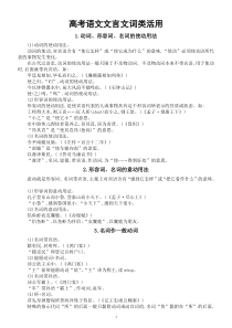 高中语文高考复习文言文词类活用知识讲解（共6种）