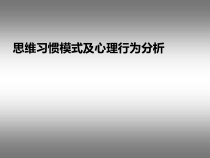 思维习惯模式及心理行为分析
