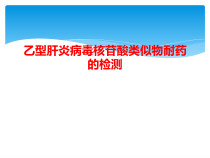 乙型肝炎病毒核苷酸类似物耐药检测课件