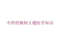 中药的炮制主题医学知识培训课件