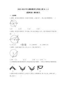 2022-2023年人教版数学九年级上册24.1.4《圆周角》课时练习（含答案）