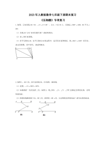 2023年人教版数学七年级下册期末复习《压轴题》专项复习(含答案)