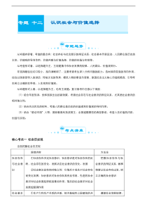 （新高考）高考政治二轮精品专题十二 认识社会与价值选择(考点清单)