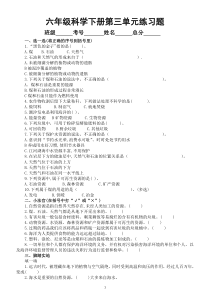 小学科学青岛版六三制六年级下册第三单元《地球资源》练习题2（2023春）（附参考答案）