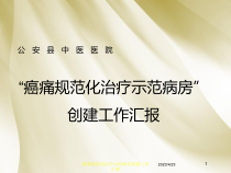癌痛规范化治疗示范病房创建工作汇报培训课件